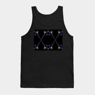 Ecru and blue abstract twisted smoke isolated on black background, formed in circles and lines Tank Top